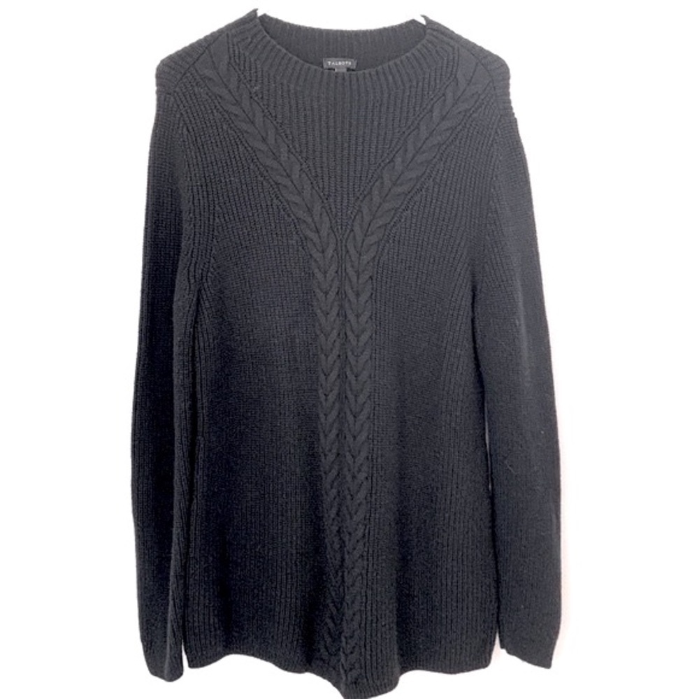 Talbots Wool Blend Ribbed Cable Tunic Sweater - Picture 2 of 7
